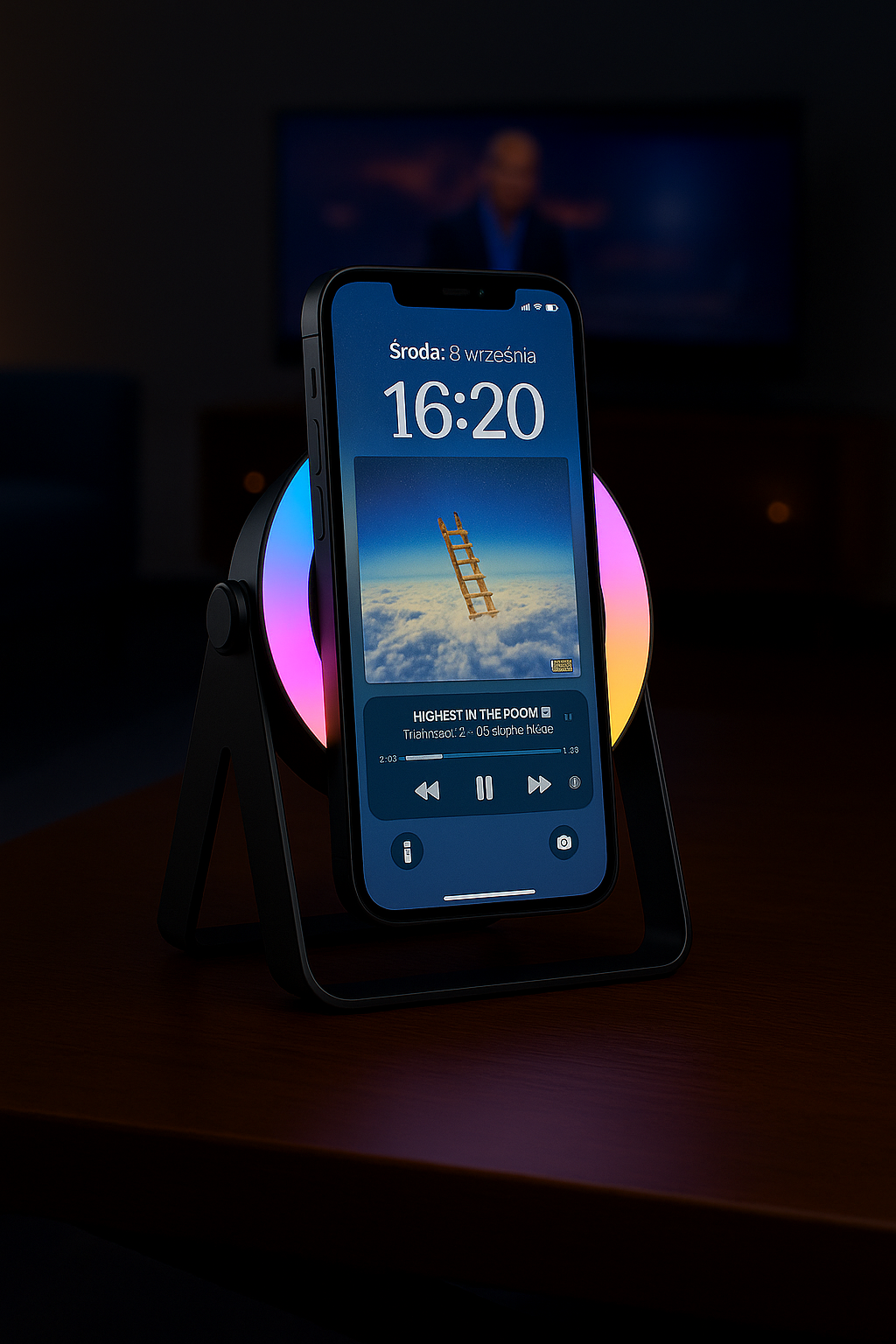 TuneaSpeaker™ 4w1 – Bezprzewodowy głośnik indukcyjny z RGB i stojakiem na telefon