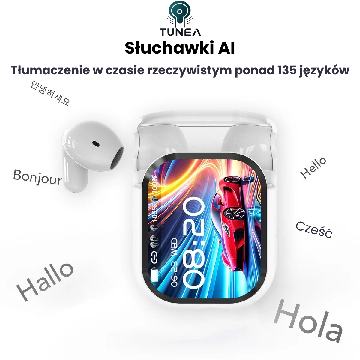 TuneaPods™ – Słuchawki Nowej Generacji z Tłumaczem AI i Ekranem LCD