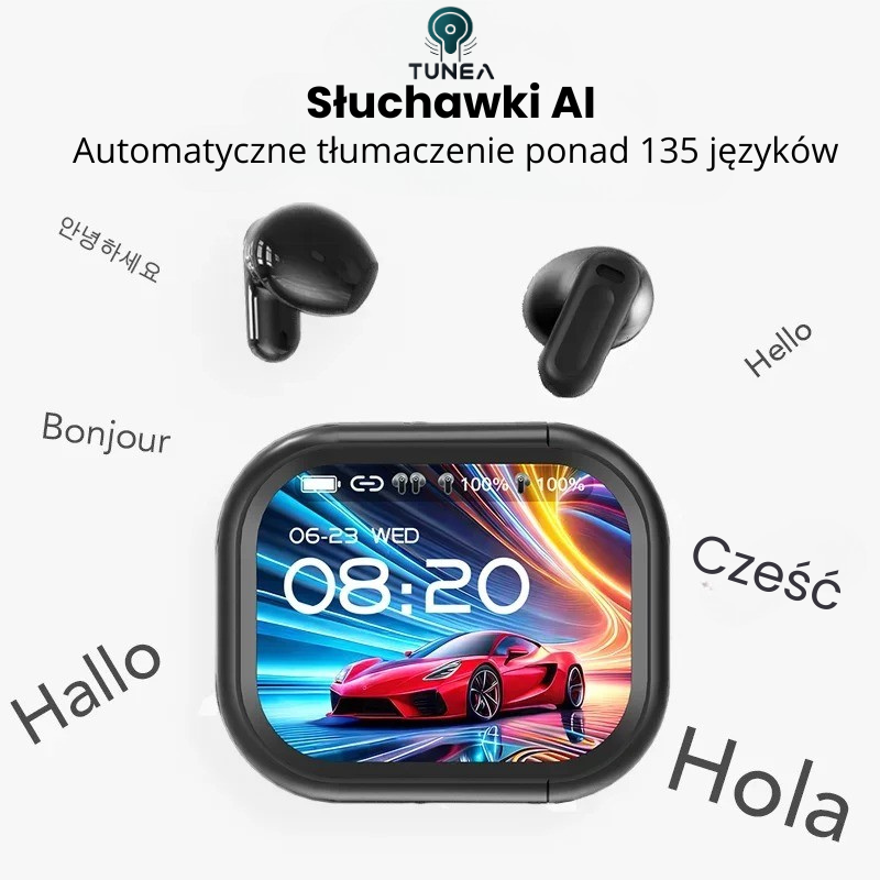 TuneaPods™ – Słuchawki Nowej Generacji z Tłumaczem AI i Ekranem LCD