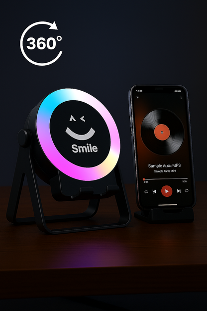 TuneaSpeaker™ 4w1 – Bezprzewodowy głośnik indukcyjny z RGB i stojakiem na telefon